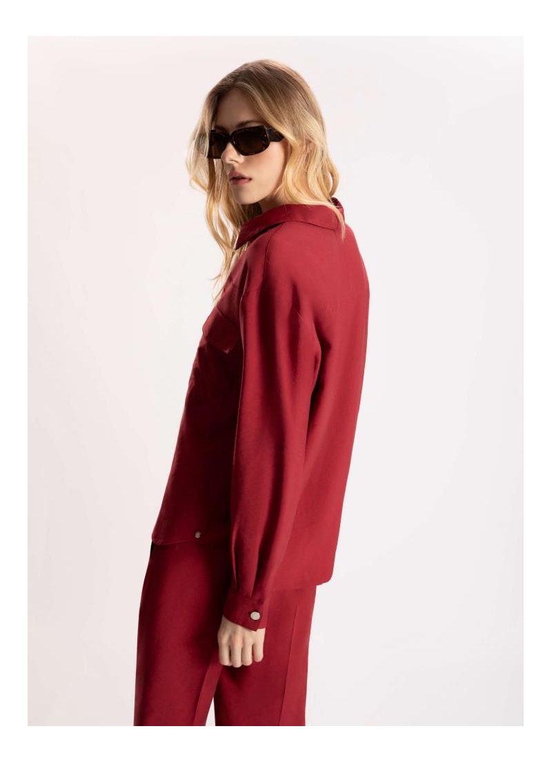 Camisa Visco Tecno Decote Ziper Vermelho