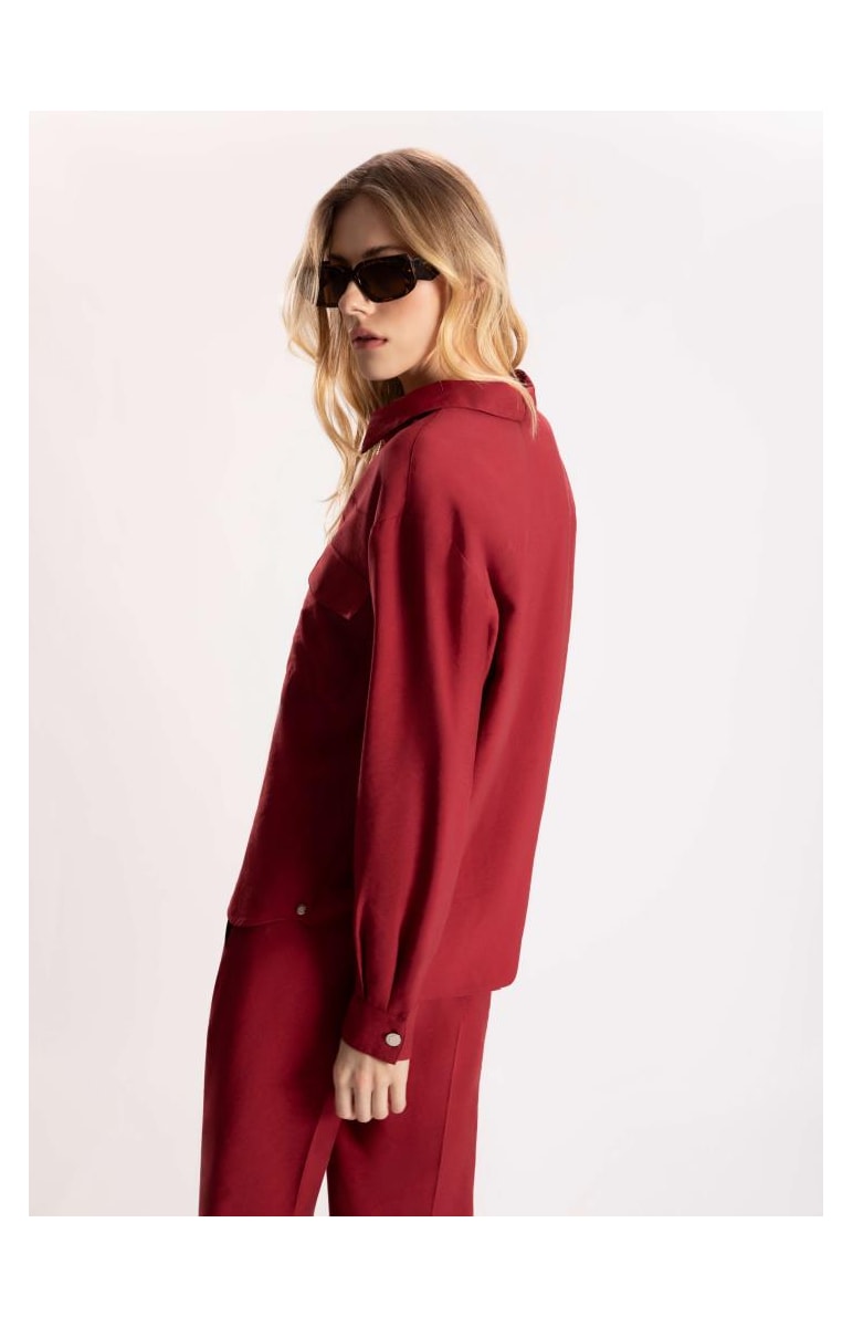 Camisa Visco Tecno Decote Ziper Vermelho