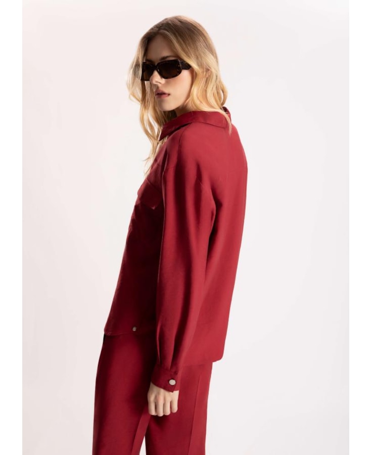 Camisa Visco Tecno Decote Ziper Vermelho