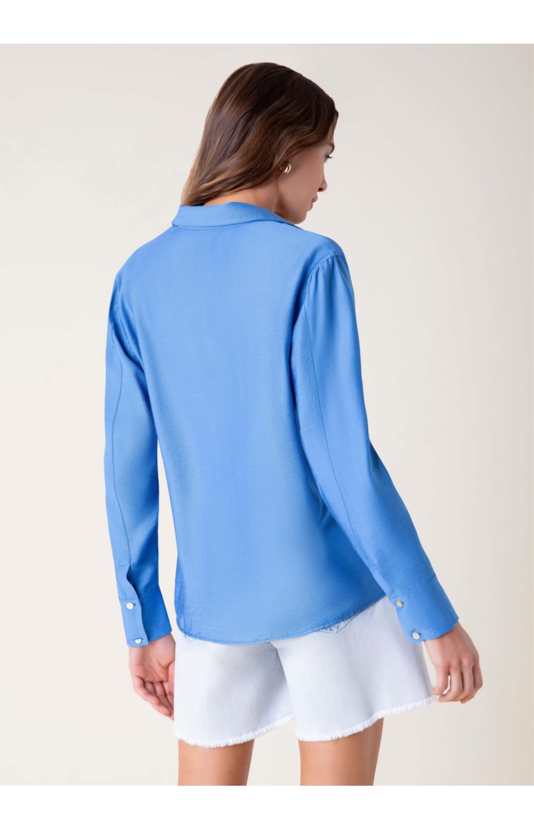 Camisa Viscose Crinckle Azul Pervante