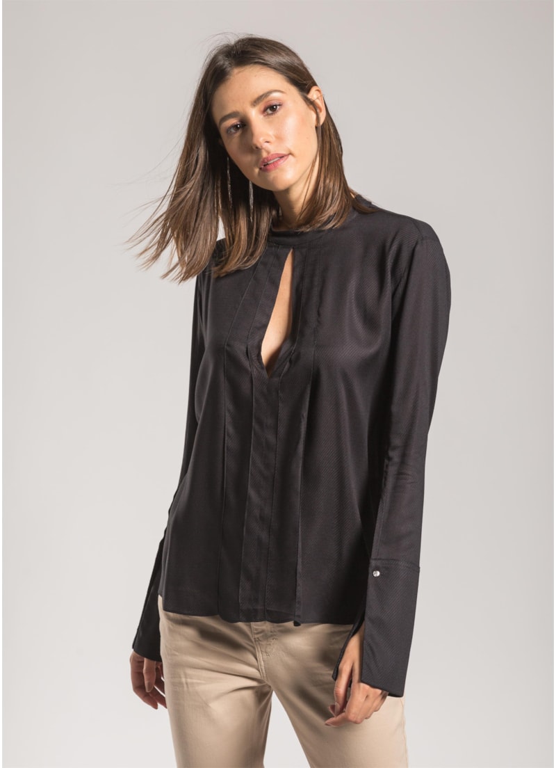 Camisa Viscose Maquinetada Preto