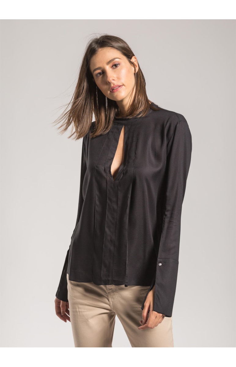Camisa Viscose Maquinetada Preto