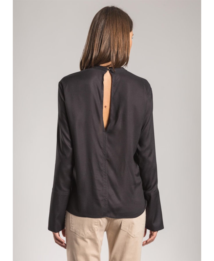 Camisa Viscose Maquinetada Preto