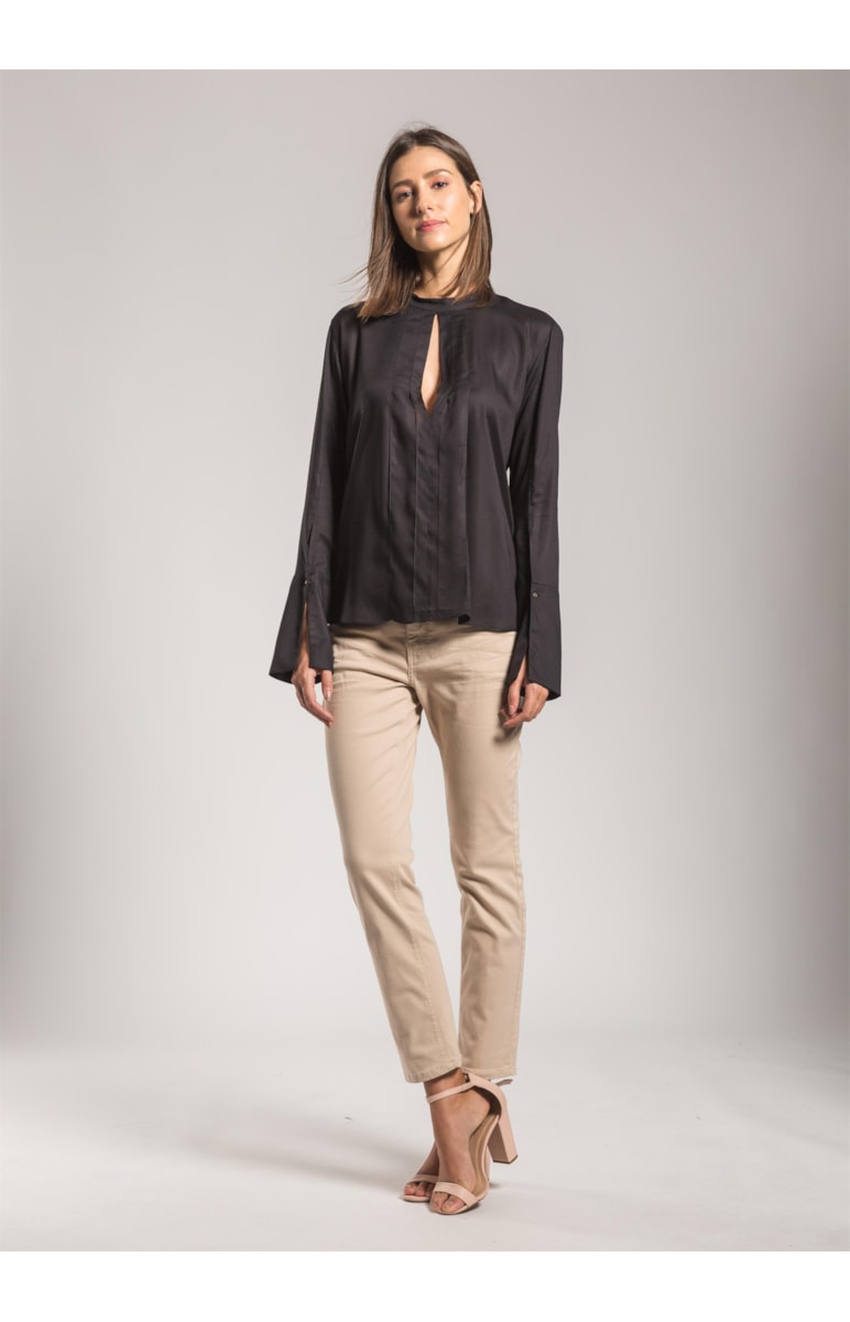 Camisa Viscose Maquinetada Preto