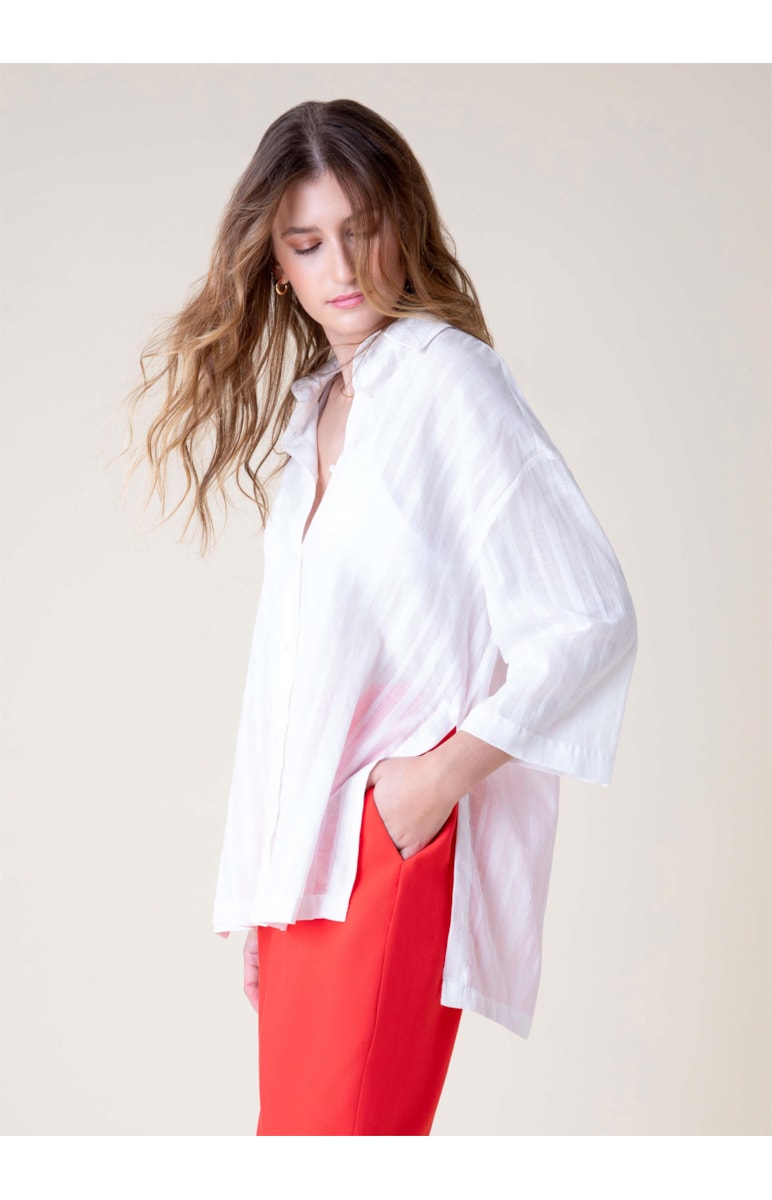 Camisa Voil Lines Off White