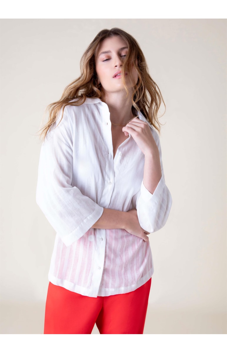 Camisa Voil Lines Off White