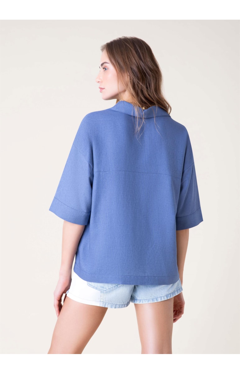 Camisa Zaba Linho Azul Bic