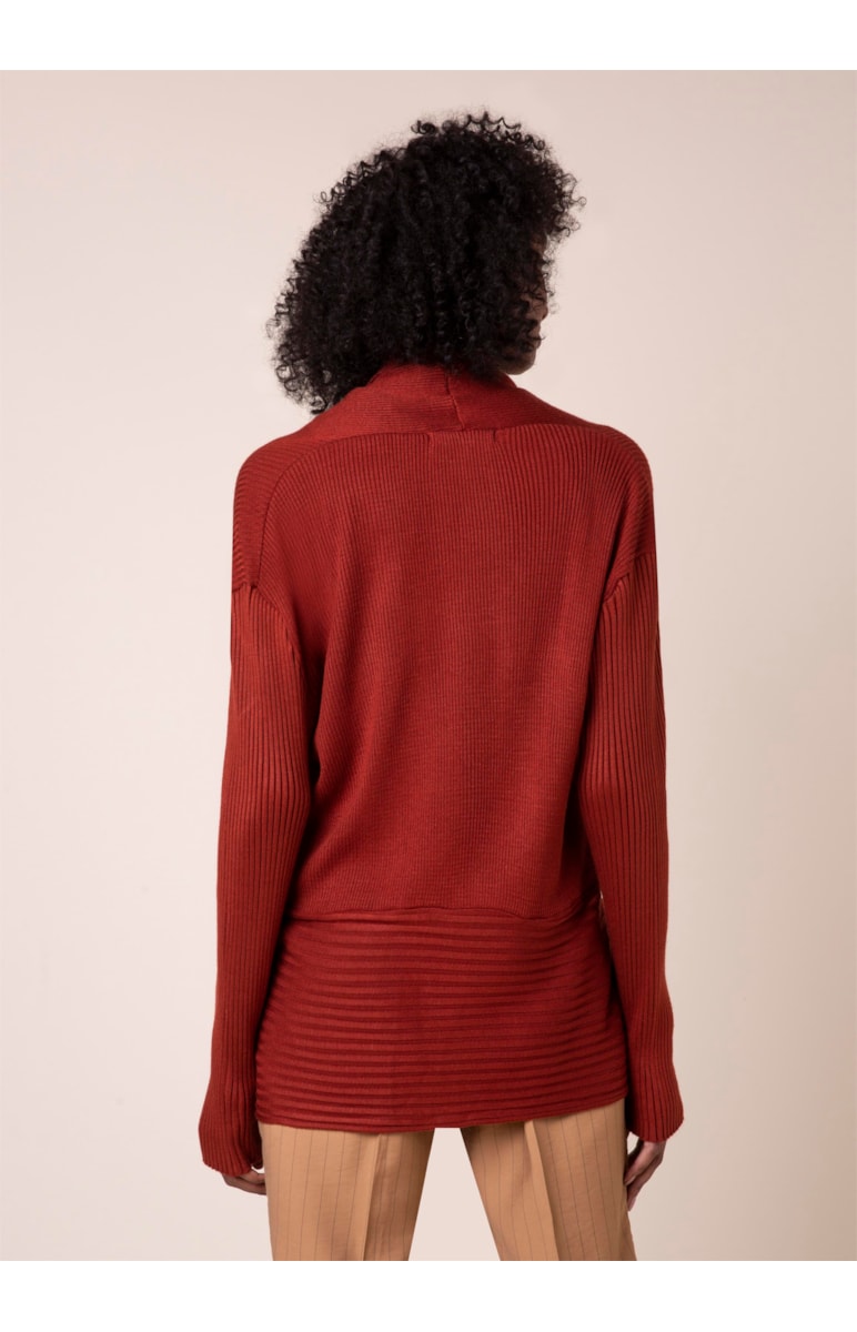 Cardigan Canelado Assimétrico Dark Wine