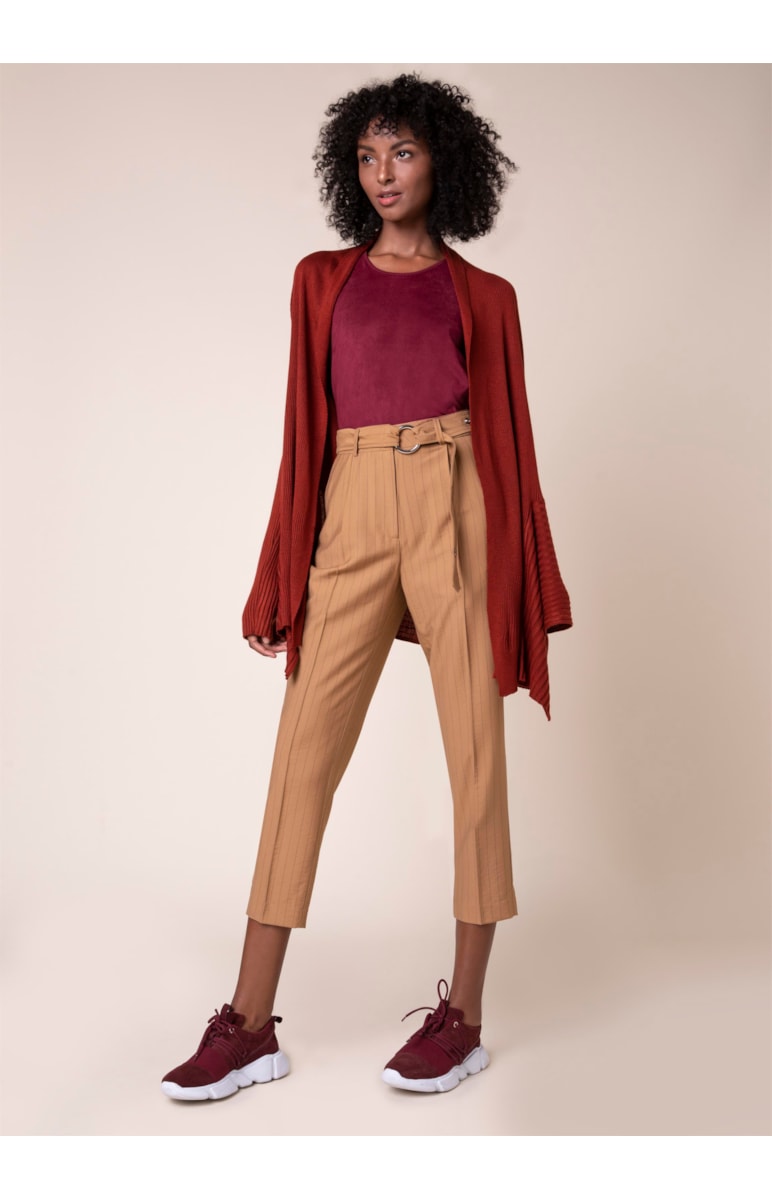Cardigan Canelado Assimétrico Dark Wine