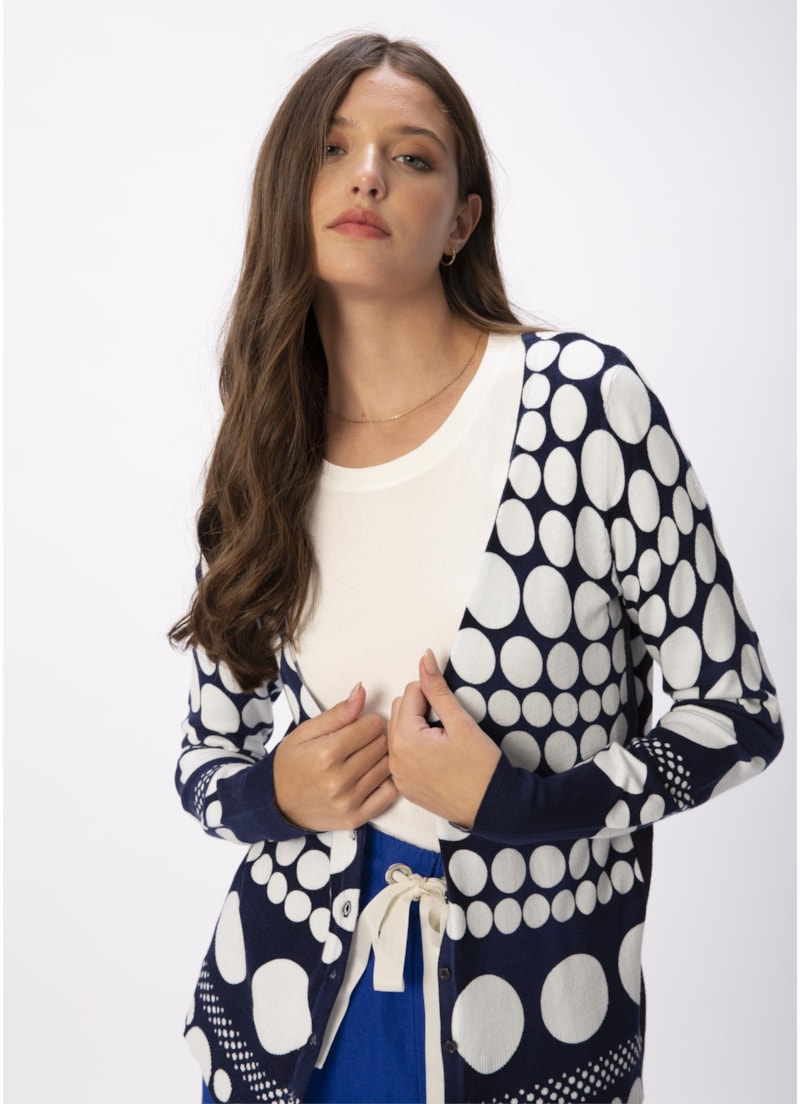Casaco Bolas Tricot Marinho Com Off White