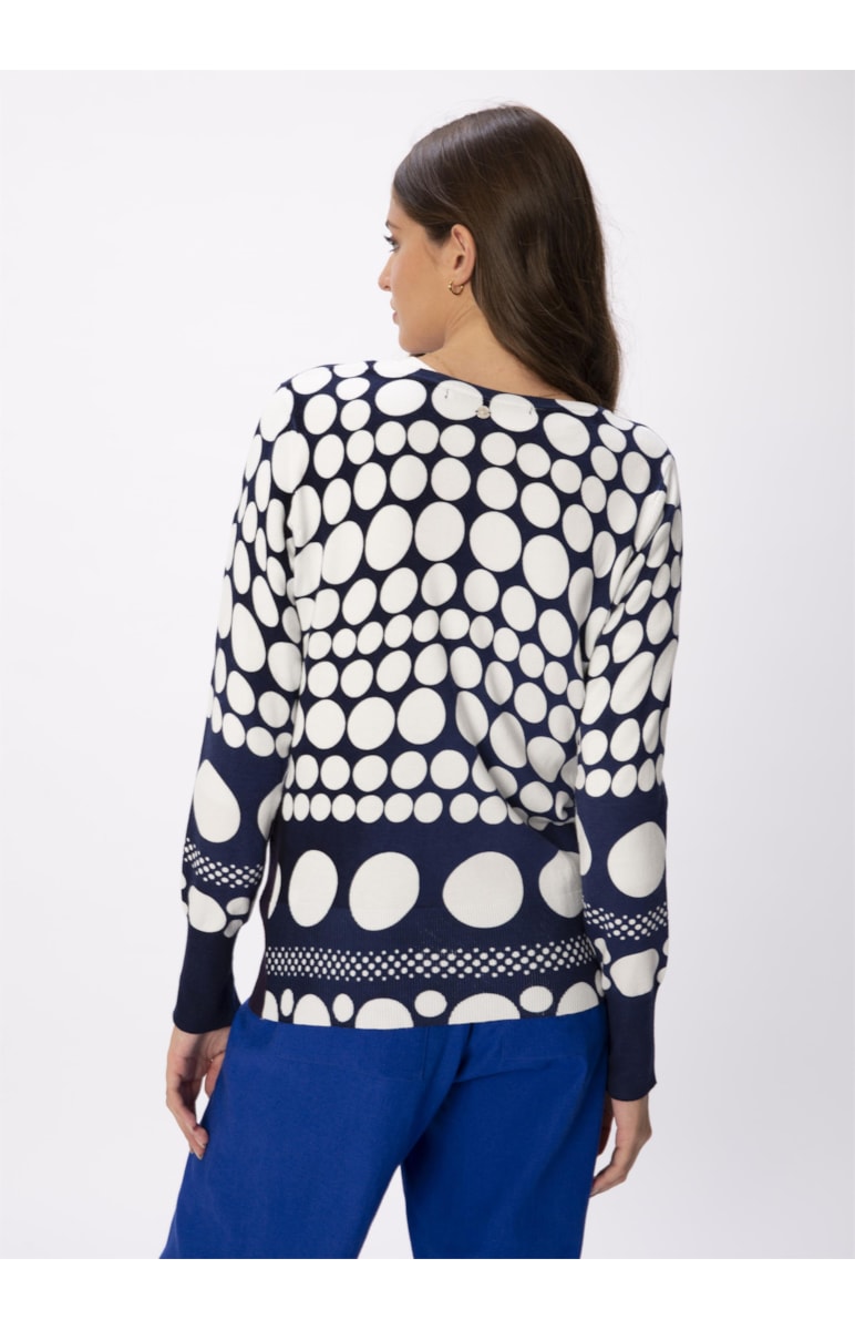Casaco Bolas Tricot Marinho Com Off White