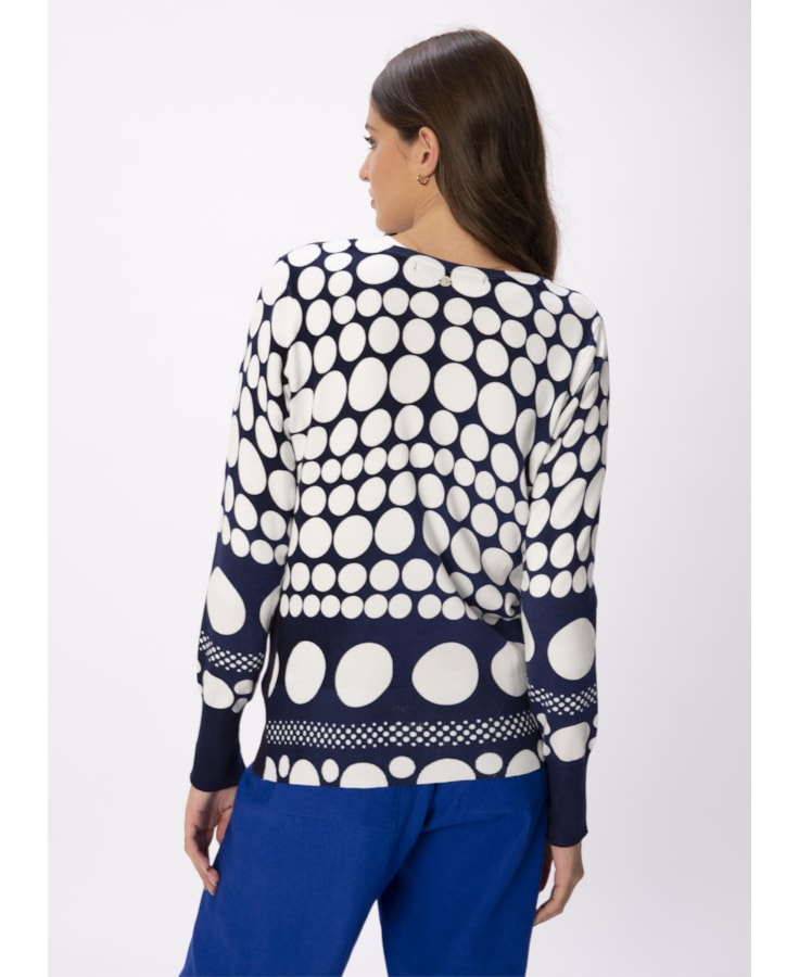 Casaco Bolas Tricot Marinho Com Off White