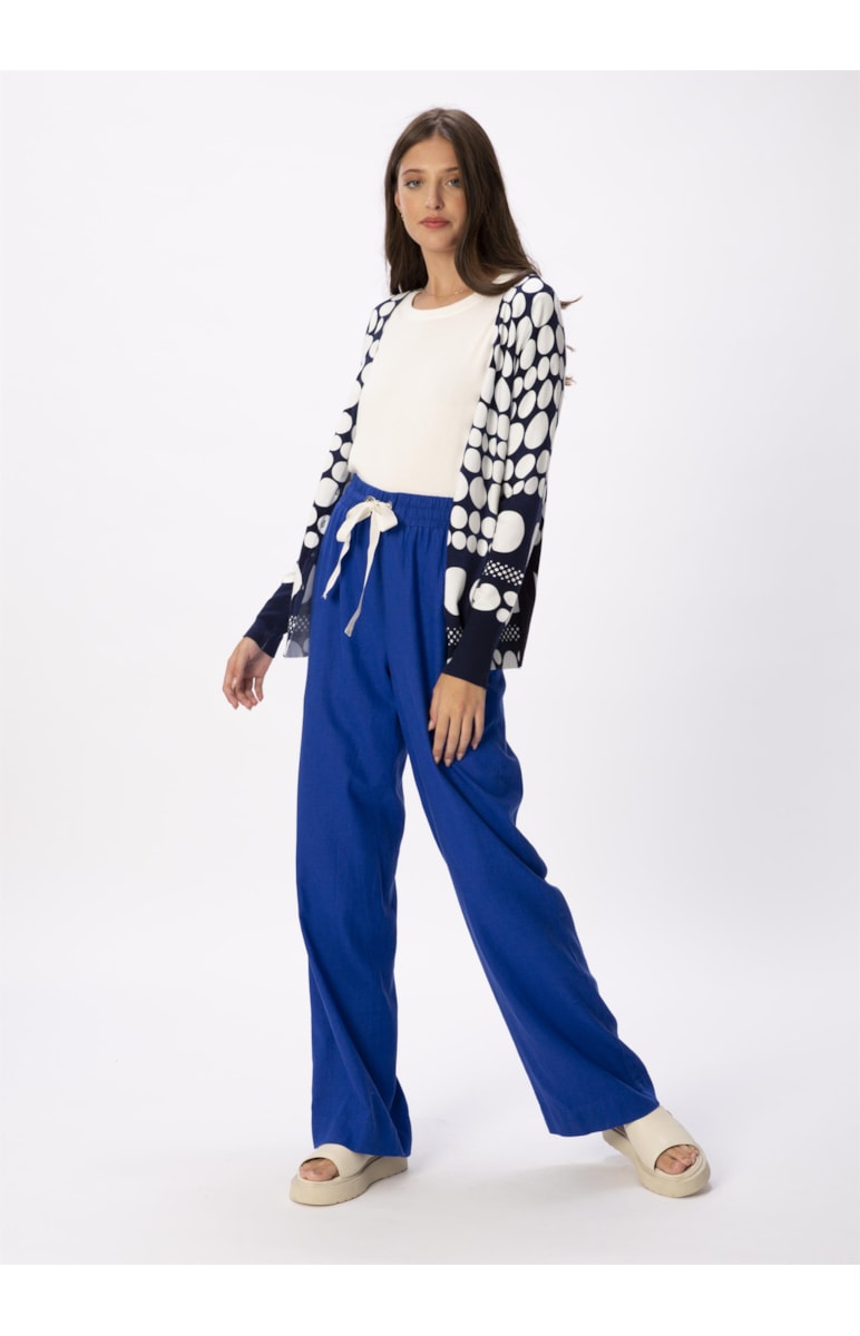 Casaco Bolas Tricot Marinho Com Off White