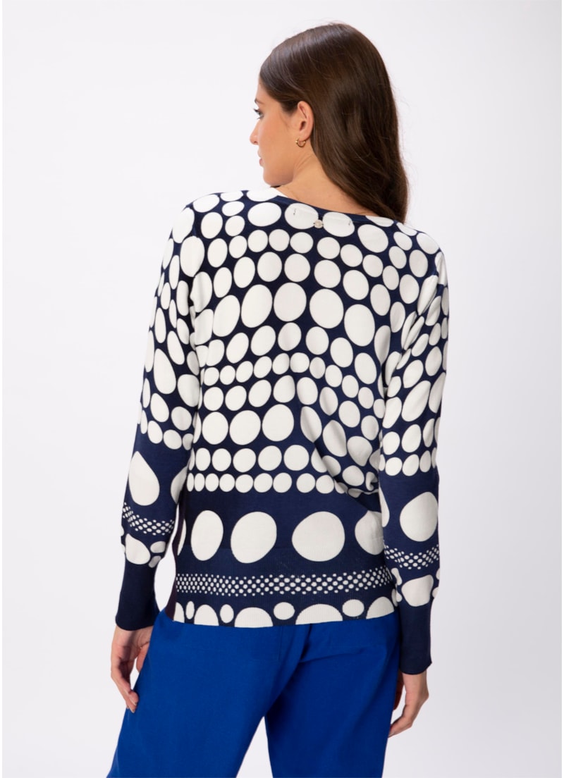 Casaco Bolas Tricot Marinho Com Off White
