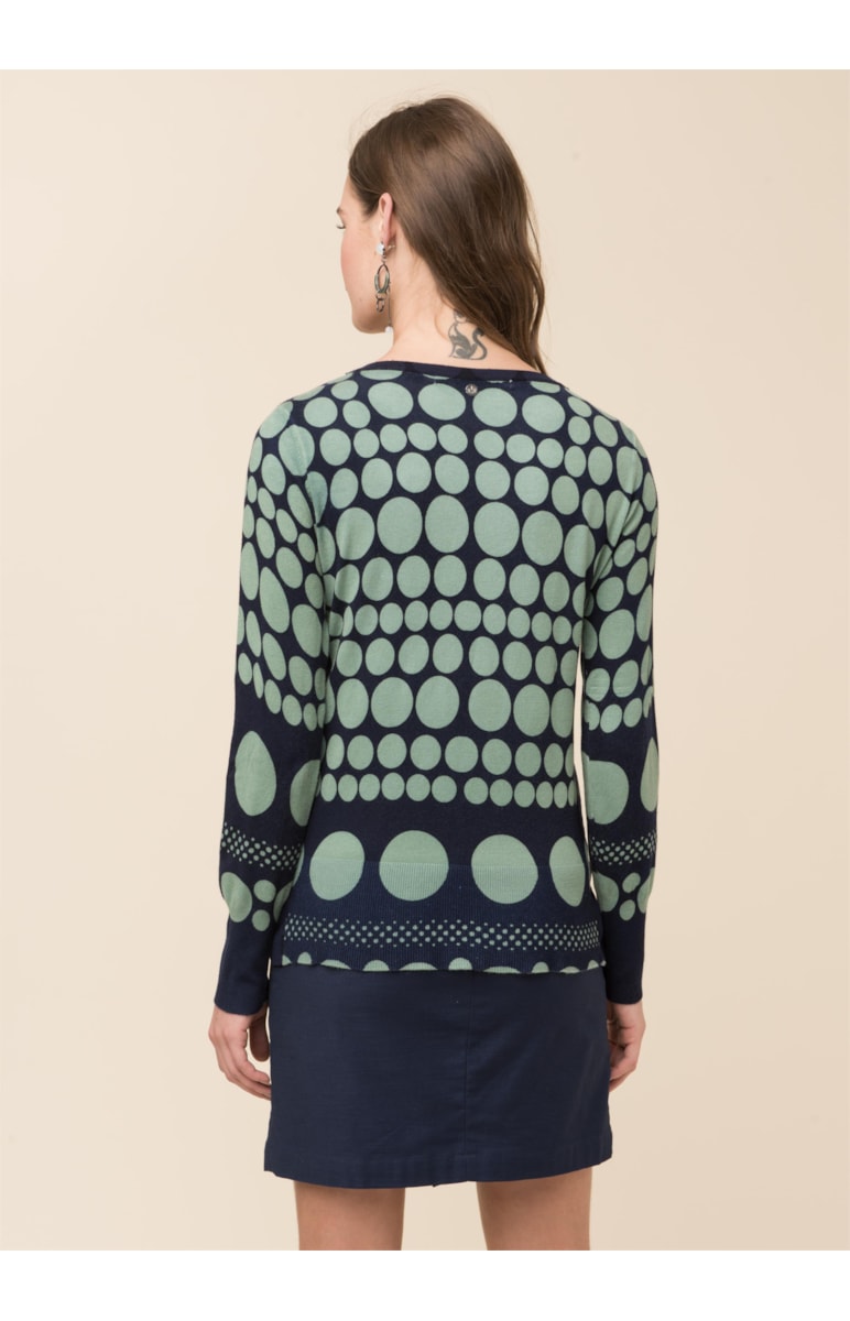 Casaco Bolas Tricot Marinho Com Verde