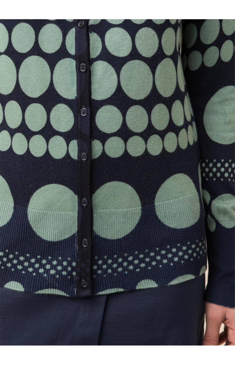 Casaco Bolas Tricot Marinho Com Verde