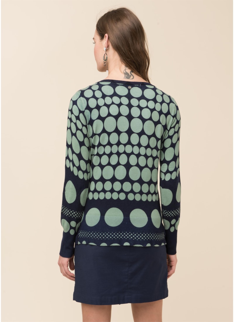 Casaco Bolas Tricot Marinho Com Verde