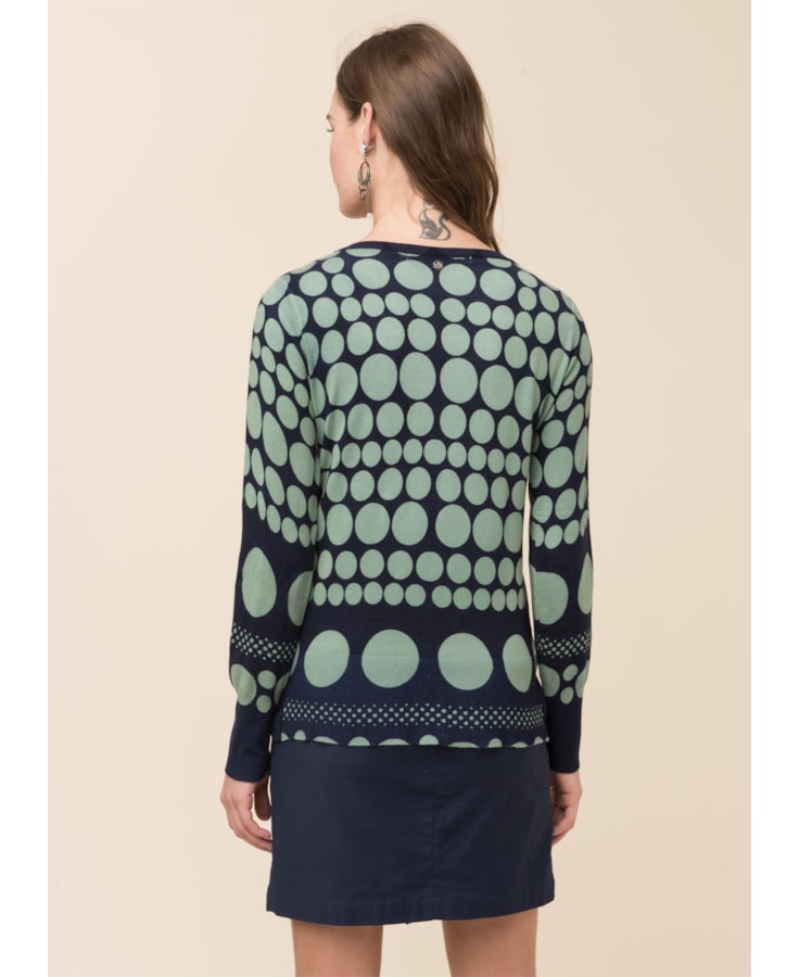 Casaco Bolas Tricot Marinho Com Verde