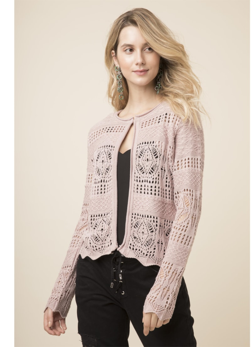 Casaco Jacquard Rendado Nude