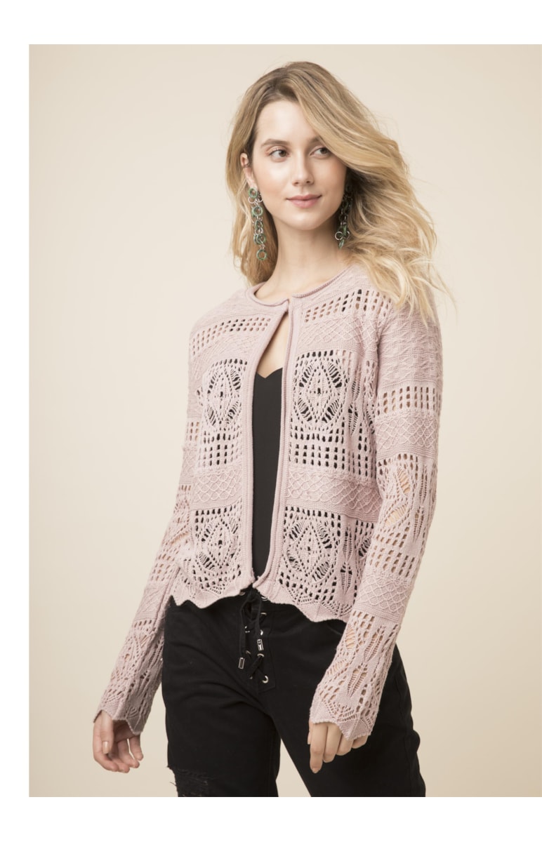 Casaco Jacquard Rendado Nude