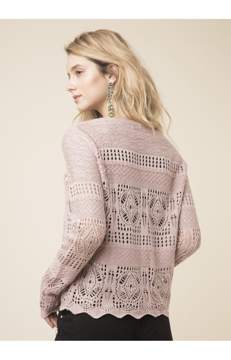 Casaco Jacquard Rendado Nude