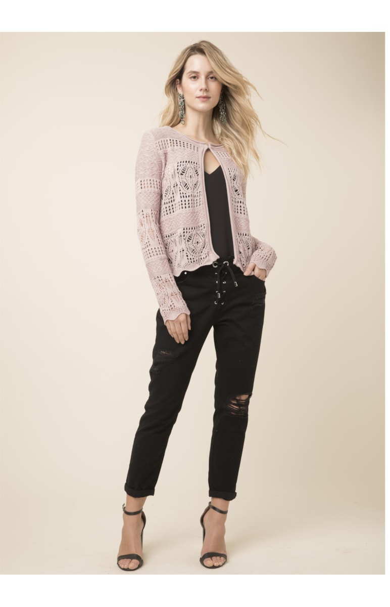 Casaco Jacquard Rendado Nude