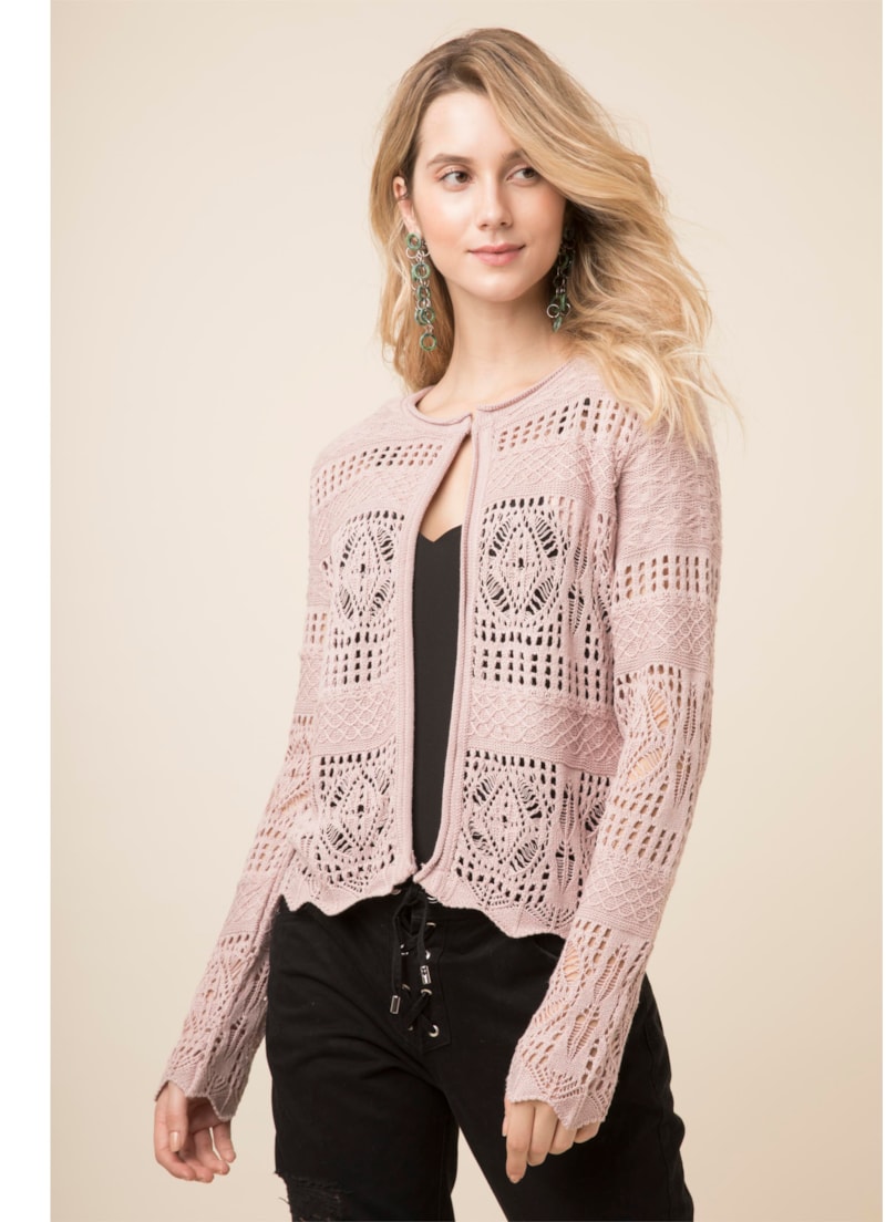 Casaco Jacquard Rendado Nude