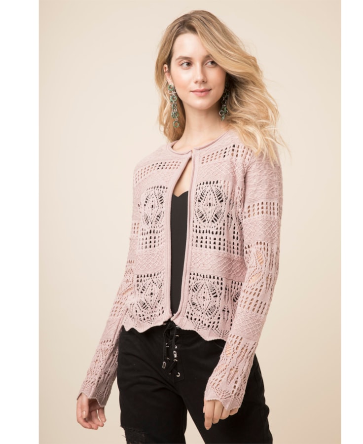 Casaco Jacquard Rendado Nude
