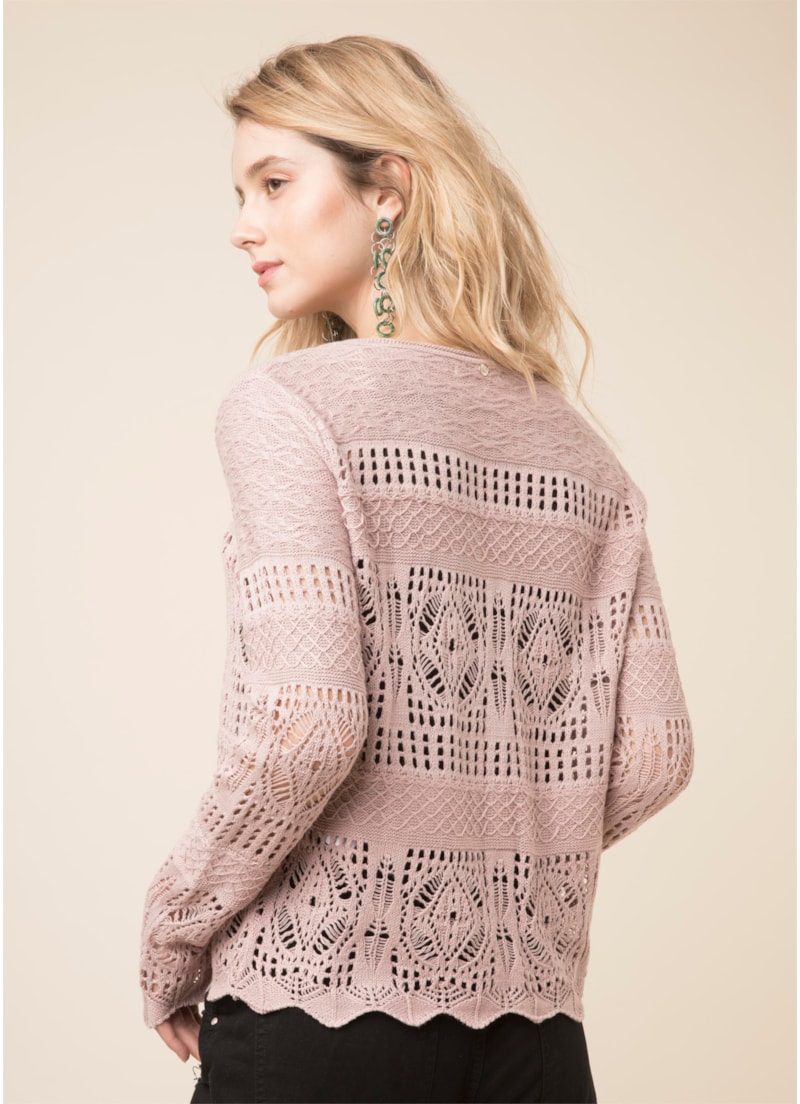 Casaco Jacquard Rendado Nude