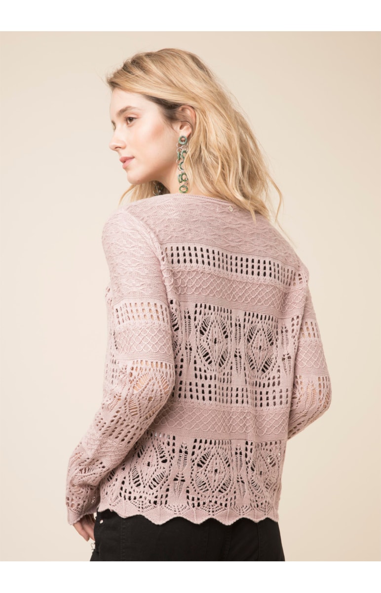 Casaco Jacquard Rendado Nude