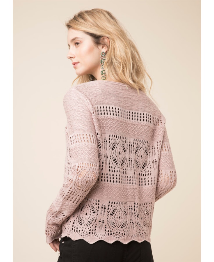 Casaco Jacquard Rendado Nude
