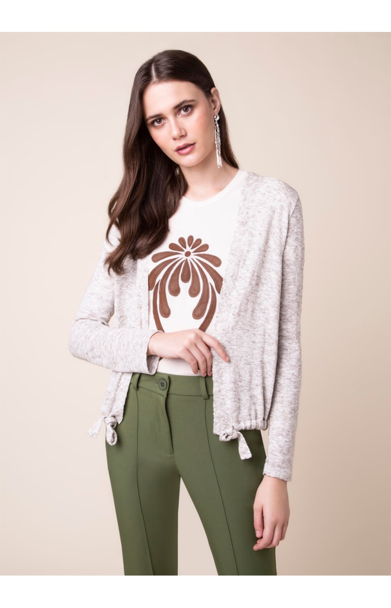 Casaco Tricot Amarraçâo Areia