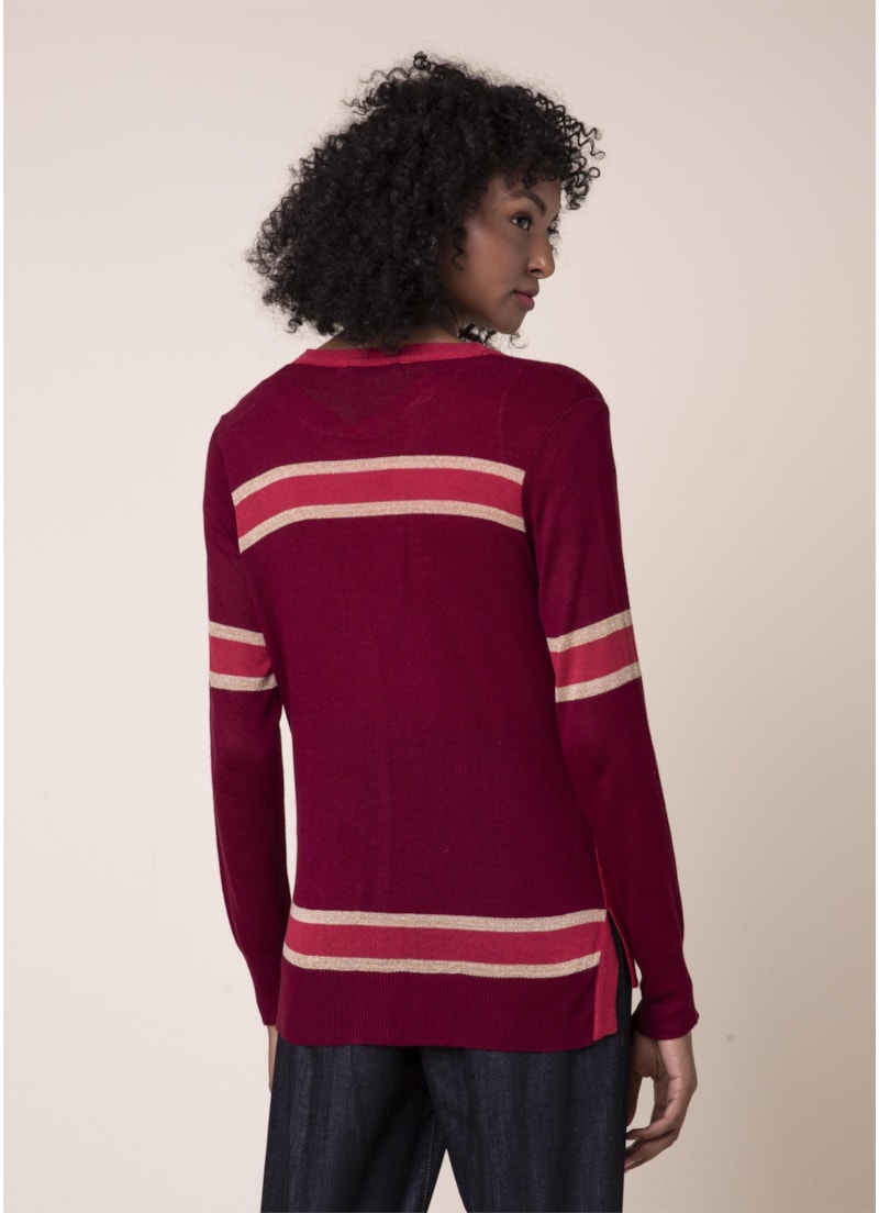 Casaco Tricot Tricolor Vermelho