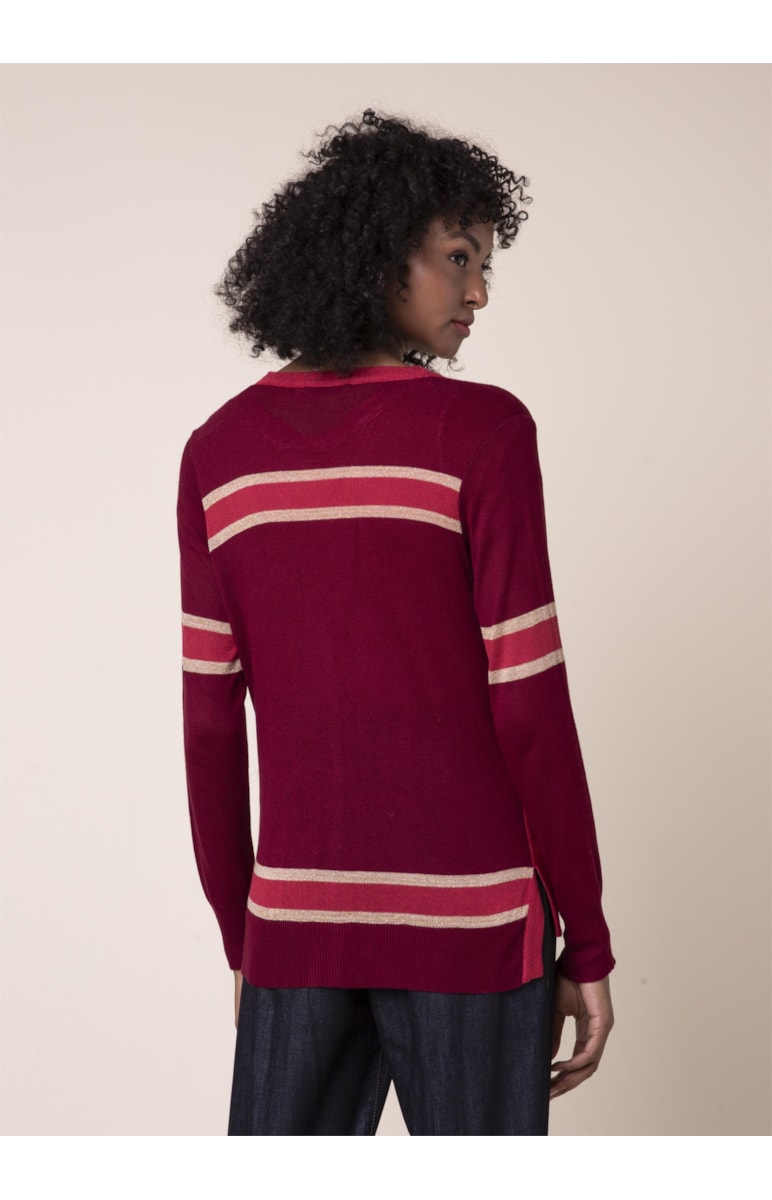 Casaco Tricot Tricolor Vermelho