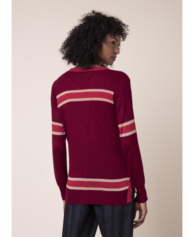Casaco Tricot Tricolor Vermelho