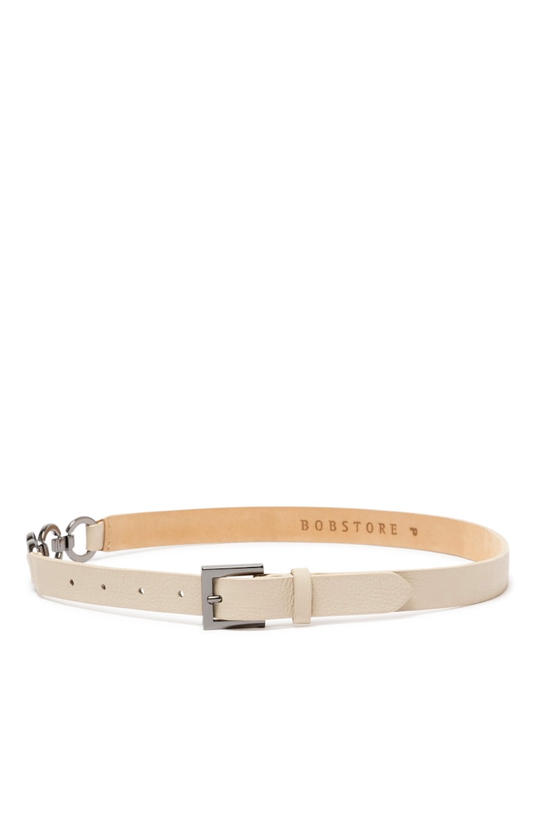 Cinto Couro Corrent Off White