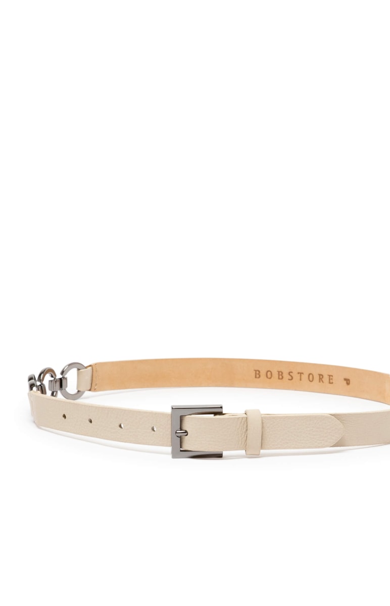 Cinto Couro Corrent Off White
