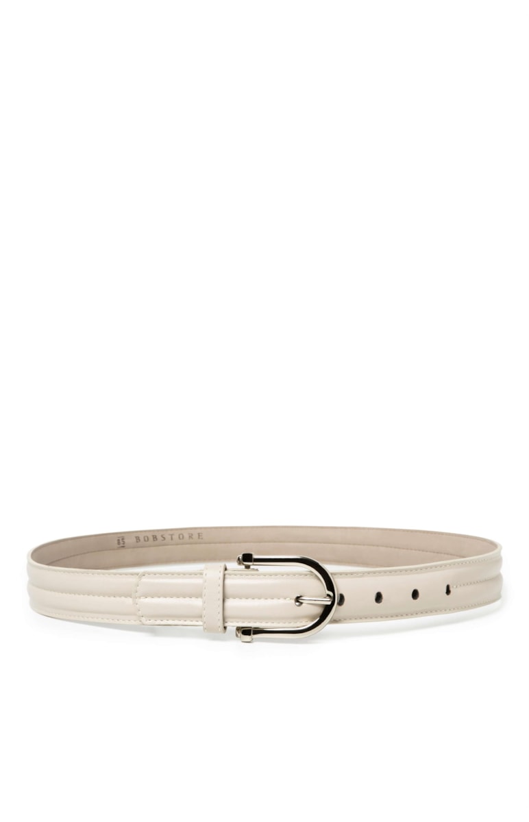 Cinto Couro Matelasse Off White