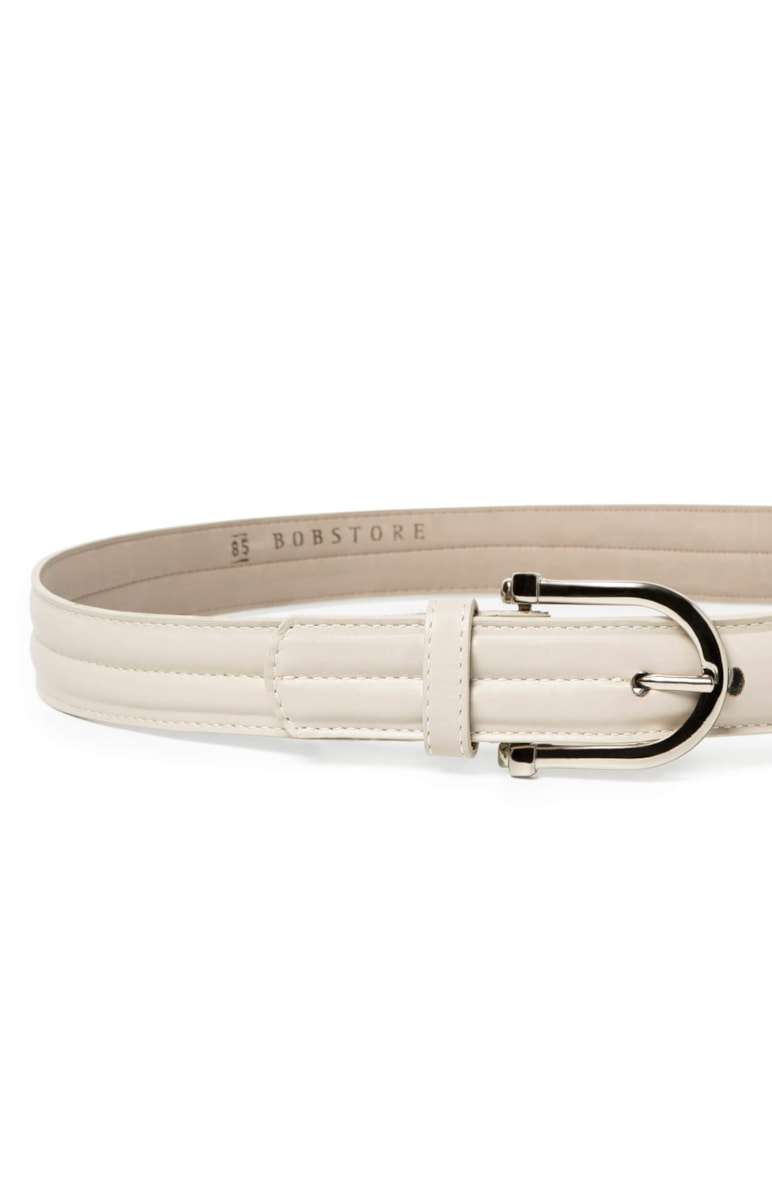 Cinto Couro Matelasse Off White