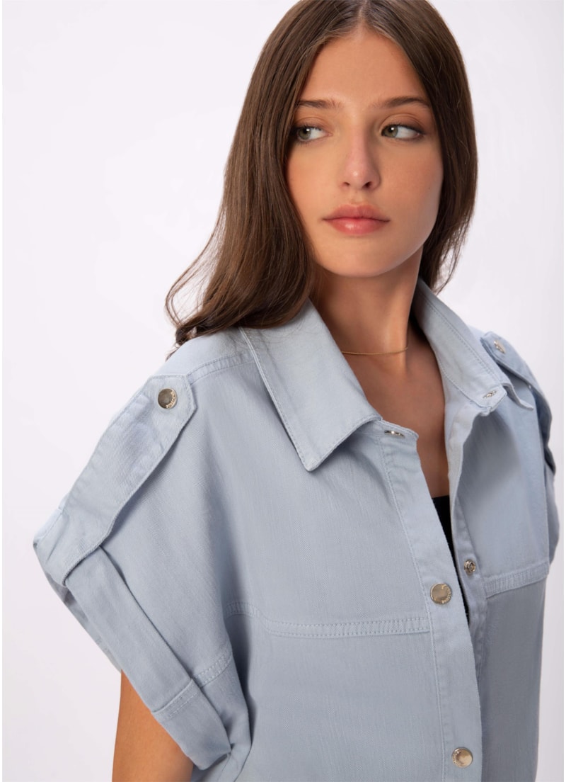 Colete Color Stretch Oversized Azul Claro
