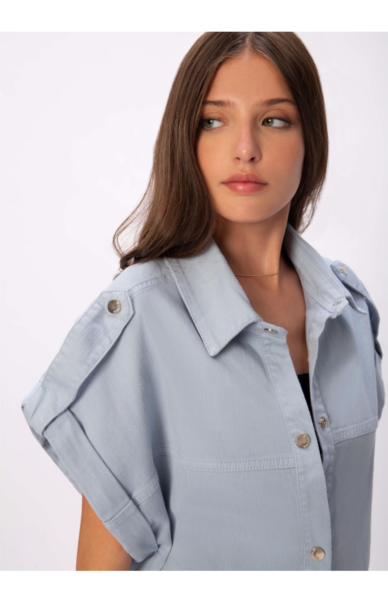 Colete Color Stretch Oversized Azul Claro