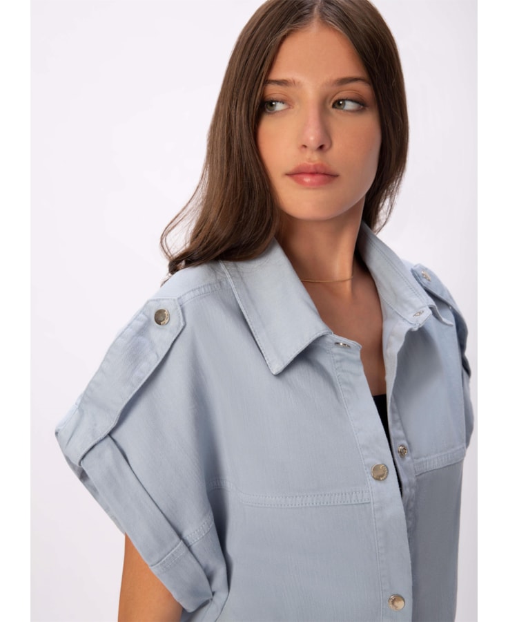 Colete Color Stretch Oversized Azul Claro