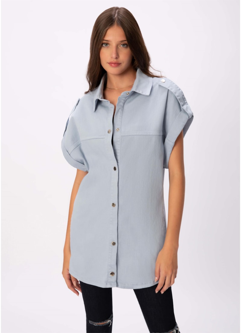 Colete Color Stretch Oversized Azul Claro