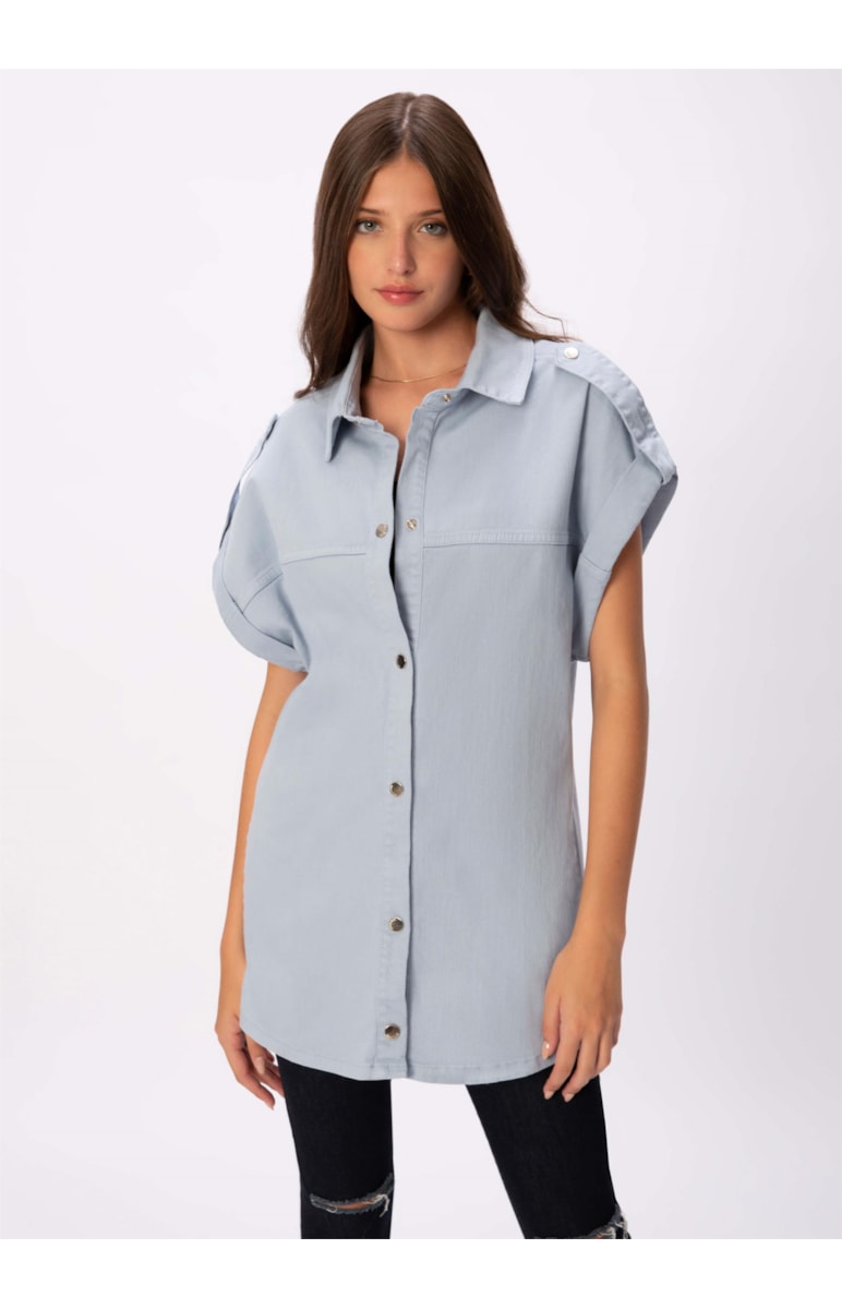 Colete Color Stretch Oversized Azul Claro