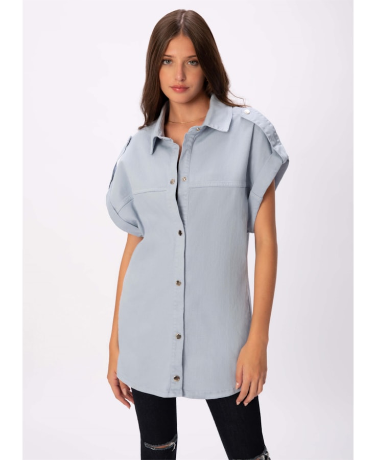Colete Color Stretch Oversized Azul Claro