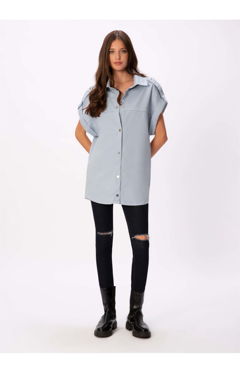 Colete Color Stretch Oversized Azul Claro