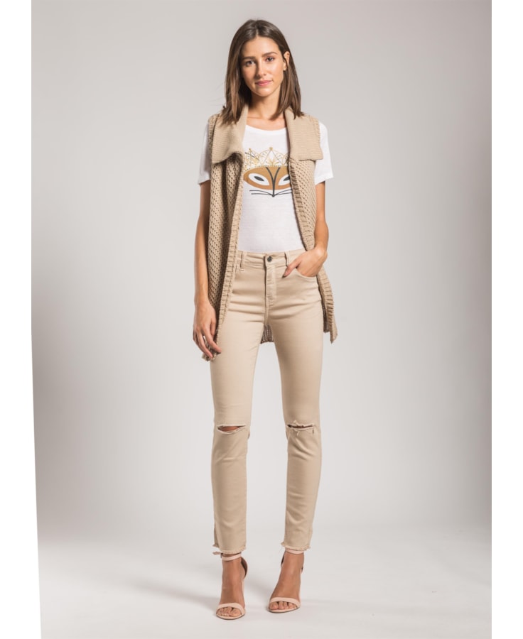 Color Xfit Sofia Skinny Ripped Caqui