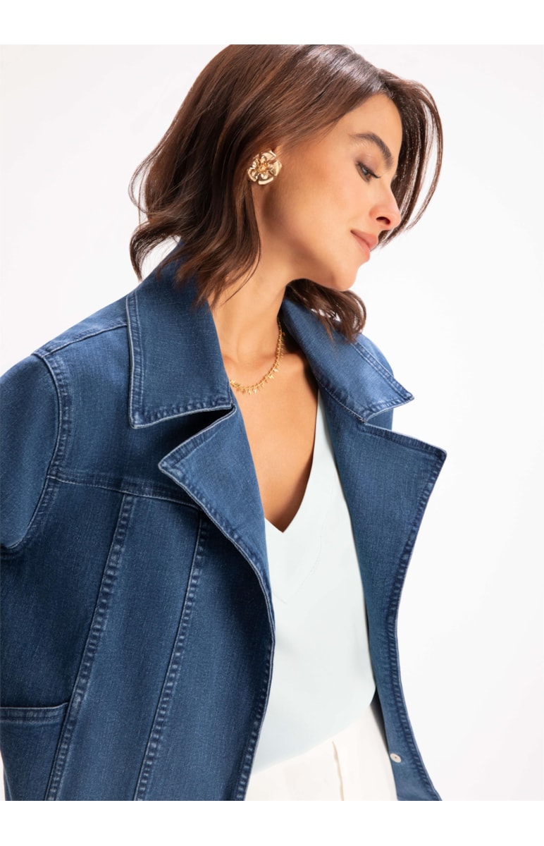 Jaqueta Jeans Deep Sea Elastic Perfecto 399-Lav.Medio C/ Luvinha