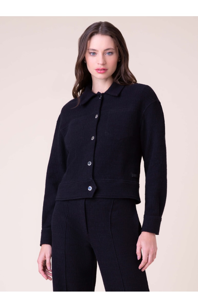Jaqueta Malha Boucle Preto