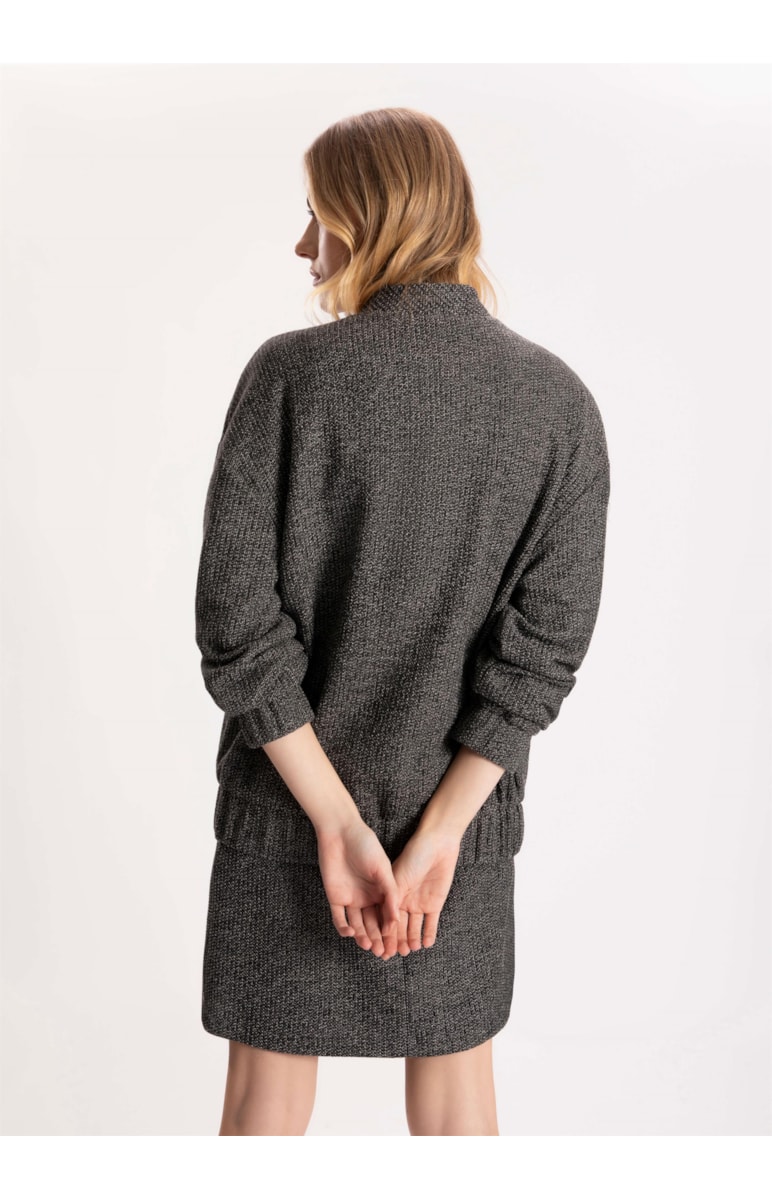 Jaqueta Malha Tweed Elastico Preto